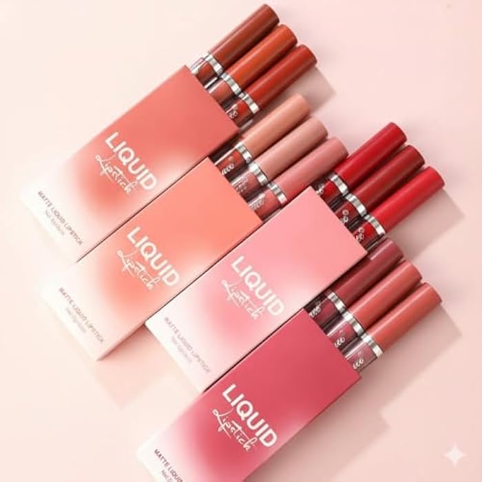 Matt Lipsticks Long Lasting, 3Pcs Non Stick Cup Velvet Liquid Lipsticks, Lip Gloss, Waterproof Lipstick, Cosmetics Make Up Gifts, Full-Coverage Lip Color, Lipstick Sets for Women (#c) - Image 4